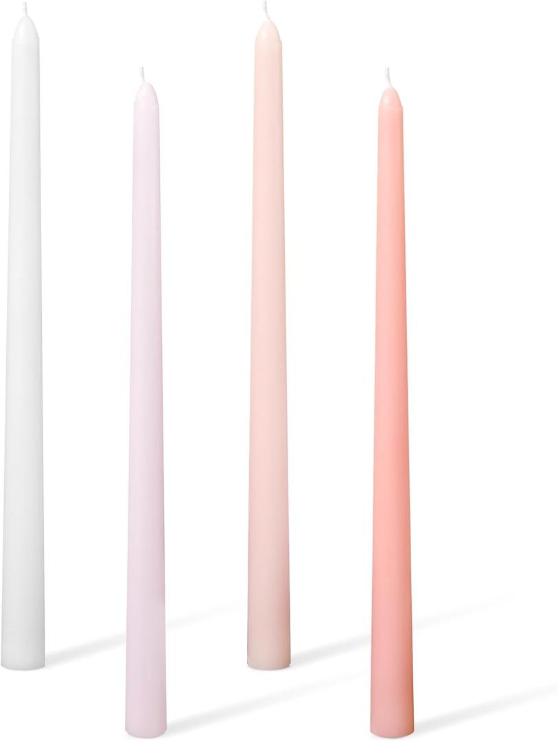 11.81'' 4pcs Taper Candles Sticks, Long Tall Thin Candles Unscented Smokeless Gradient Color Tapered Candlesticks for Table Home Dinner Wedding Festival (Pink Series)