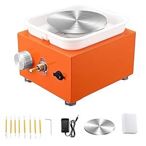 Mini Pottery Wheel Machine for Adults & Beginners, 2 Turntables (3.94" & 2.56") | 0-2000 RPM Adjustable Speed Pottery Machine Removable Splash Tray Ceramic Making Kit Includes 8 Sculpting Tools 
