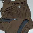 SUUKSESS Women Twist High Waisted Bikini Set Metal Cover Up 3 Piece Swimsuits (Brown, M)