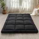 WhatsBedding Japanese Floor Mattress Futon Mattress 3" Black Tatami Mat Shredded Memory Foam Filled Sleeping Pad, Foldable & Portable Roll Up Lounger Camping Bed for Kids and Adult,Queen Size 60"x 80"