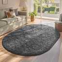 Ophanie 4x6 Oval Grey Rugs for Bedroom Living Room, Fluffy Fuzzy Furry Carpet, Plush Soft Shaggy Bedside Indoor Floor Area Rug for Kids Girls Boys Baby Teen Dorm Nursery Home Decor Aesthetic