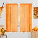 Laseniewa Sheer Curtains 84 Inches Long 2 Panels, Rod Pocket Short Curtain for Kitchen, Bedroom, Cafe Window(Orange 38" W x 84" L)