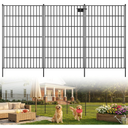 Toolterritary 10 Panels No Dig Decorative Garden Fence, 48in(H) x 25ft(L), Dog Fence Outdoor for Yard - Rustproof Metal Animal Barrier Fencing for Patio, Flower Bed, Ideal for Dogs, Rabbits