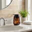 Marble Glass Foaming Hand Soap/Lotion Pump Dispenser, Refillable for Kitchen and Bathroom Countertop (Amber)
