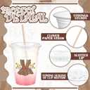 Qinyoung 100 Sets Neutral Gender Reveal Plastic Cups 16 oz Gender Reveal Party Decorations Overalls & Dresses Disposable Cups with Lid and Straw for Guests Baby Shower