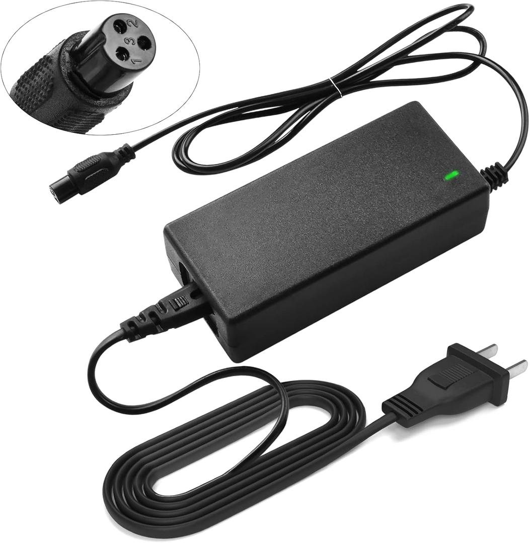 42V 2A Battery Charger 3 Prong Inline Connector Universal Power Supply for 36V Lithium Battery, 36V Pocket Mod, 36Volts Sports Mod Power Supply