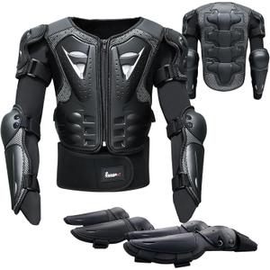 StarknightMT Kids Motorcycle Armor Suit Dirt Bike Gear Riding Protective Chest Spine Back Protector Shoulder Arm Elbow Knee Protector Pads for Cycling Skateboard,Skiing,Skating,Off-Road (Black)