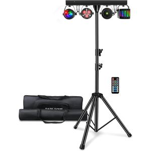 DJ Lights with Stand, Party Bar Gig Lighting Package with Carry Bag, Sound Activated Disco Lights for Parties DMX & Remote Control, LED Stage Lighting System for Booth, Band, Wedding, Shows
