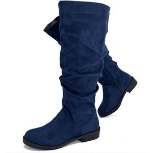 YING LAN Women's Wide Calf Knee High Boots,Width Zipper Slouchy Low Heel Tall Boots (10)