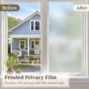 Frosted Window Privacy Film - Brushed Silver Static Cling Glass Film for Bathroom, Day and Night Door Privacy Film Window Cover to Stop Dog Barking, 35.4 x 78.7 Inch, Pure