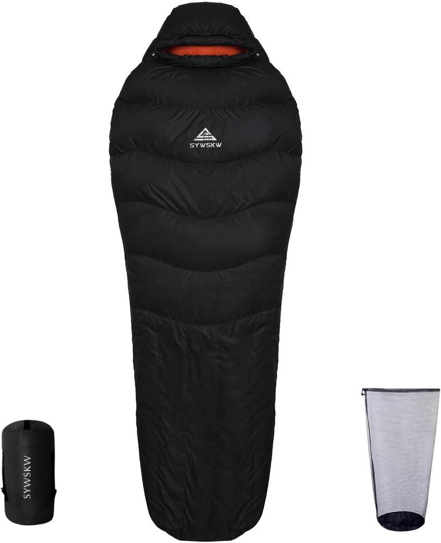 Down Sleeping Bag with Pillow for Backpacking,15 5 0 Wide Down Sleeping Bag (86.6 in x 33.5 in) for Adults,Youth Camping and Hiking Outdoor with 680FP Duck Down