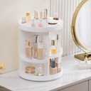 HBlife 360 Rotating Makeup Organizer Plus Size Adjustable Carousel Large Capacity Revolving Perfume Organizer Skincare Organizers Cosmetic Storage Spinning Holder for Vanity, White