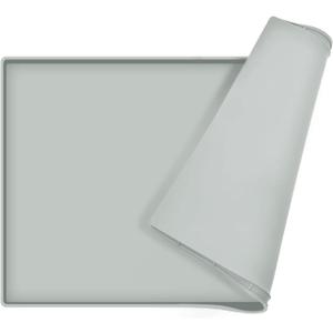 Silicone Dog Food Mat Waterproof Pet Feeding Tray for Medium and Large Dogs, 28"L x 18"W, Mist