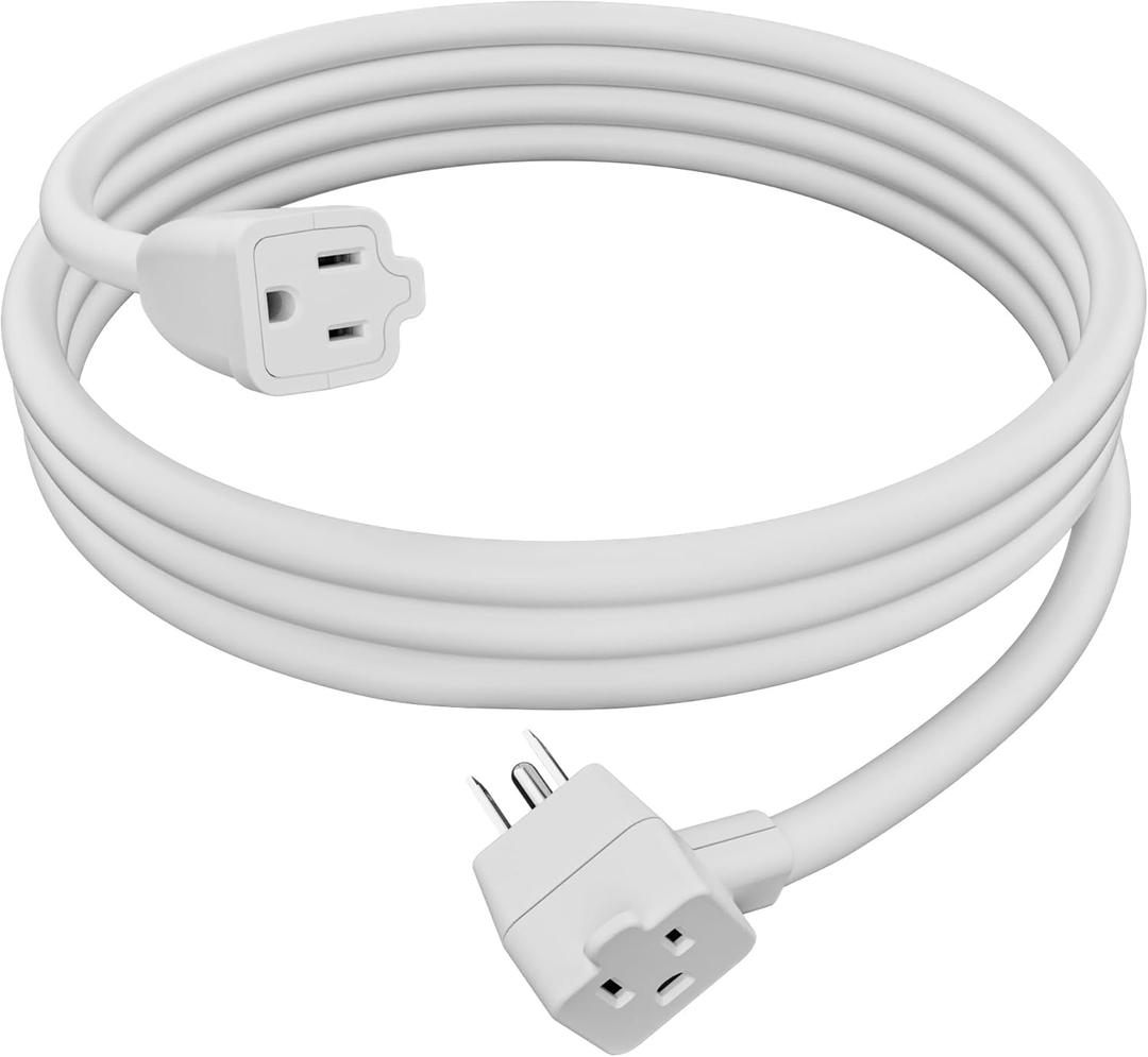 2-Outlet Extension Cord 6 FT, Pigtail 3 Prong Extension Power Cable, 45 Degree Plug Design, 16/3 Gauge Cold with Extra Socket on Plug, 13A 1625W 16AWG, Outlet Saver, Power Splitter, ETL Listed, White