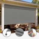 Outdoor Roller Shade, Exterior Cordless Patio Roll Up Blinds, Cordless Shade Cloth Roll Blinds for Porch Gazebo Pergola Balcony Backyard (4' W x 6' H, Grey)