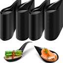 Tessco 400 Pcs 4'' Mini Plastic Appetizer Spoons, Disposable Tasting Appetizer Plates, Tear Drop Asian Soup Spoons for Dessert Sauces Sushi Ice Cream Food Dishes Catering Parties, 2 Styles(Black)