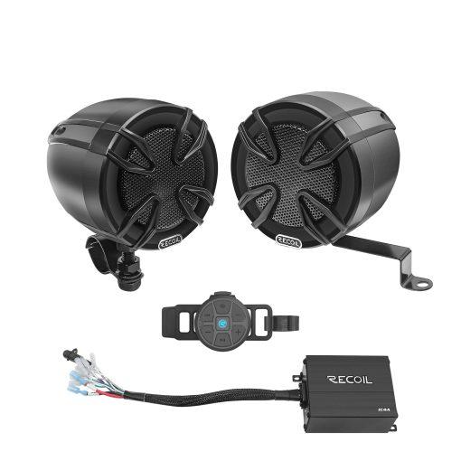 R3B-P Complete Pair Bluetooth Speakers System, Super Loud 3” Speakers, 360 Watts Class-D Amplifier with Built-in Bluetooth, Waterproof Wireless Remote, Great for Use with ATV, Motorcycle, Golf Cart & 12 Volt Vehicles