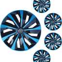 Hubcap Wheel Cover Replacement R16 Hub Caps Universal-Fit Steel Wheel Rim Cover ABS Material Exterior Accessories for Car Truck SUV -Set of 416-inchBlue-Black