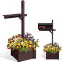 Colingmill 55 Inch/4.58 ft H Wooden Mailbox Post with Planter Box for Outside Decorative Post Flower Box(Not Included Mailbox)(Brown)