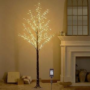 LITBLOOM Lighted Flokced Tree with Fairy Lights 6FT 330 LED, Snowy Tree with Lights for Indoor Outdoor Home Christmas Holiday Decoration