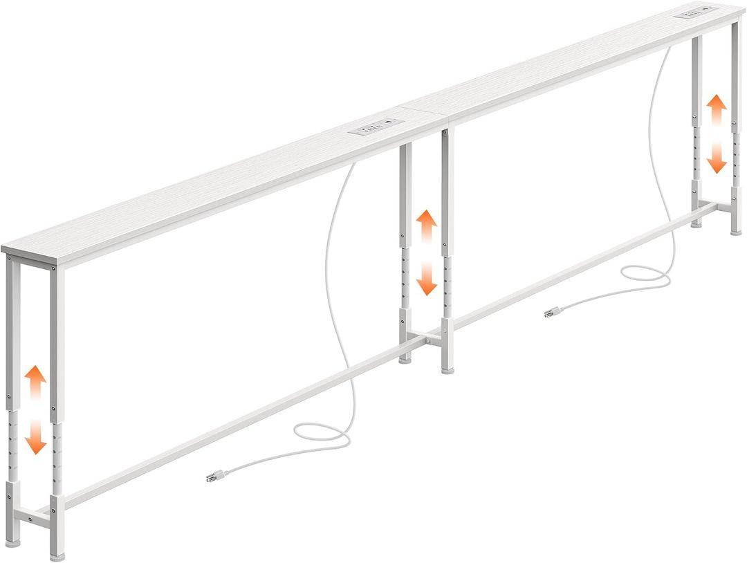 Huuger 102.4 Inch Sofa Table with Power Outlets, Skinny Behind Couch Table
Console Table with USB-C Ports, 23.9’’-34.4’’ Height Adjustable Range, Sofa Tables Narrow Long for Small Spaces, Rustic Brown
