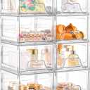 Plastic Drawers Storage, 8 Pack Clear Stackable Storage Drawers, Acrylic Storage Bins with Drawers for Fridge Organizers, Small PlasticDrawers Stackable for Makeup Organizers Cosmetic Display