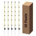 Step in Electric Fence Posts 3/8" x 50", Portable & Weather-Resistant Fiberglass Fence Posts for Temporary Electric Fencing, Farm Livestock, Garden & Pet Containment - 10 PCS (Yellow)