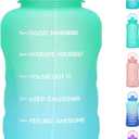 HydroPal 1 Gallon Water Bottles with Straw, 128 oz Water Bottle BPA Free Innovative 2-IN-1 Lid Gym Bottle with Times to Drink Motivational, Large for Sports Fitness Camping Water Jug （13.8X5.5 inch）