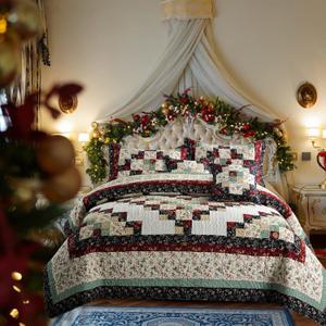 Genuine Patchwork Quilt King Size100% Cotton Soft Bedspread Reversible Vintage Plaid Red Floral Coverlet Bedding Sets 3 Piece