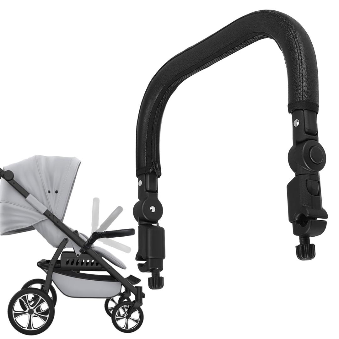 Universal Baby Stroller Bumper Bar Replacement Adjustable Detachable Pu Leather Handrail Crossbar Compatible with 98 Strollers 15.3 Inch