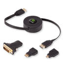 ReTrak RETRACTABLE UNIVERSAL HDMI CABLE KIT WITH 3 ADAPTER TIPS