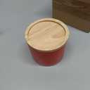 Sweejar Kitchen Canisters Ceramic Food Storage Jar, Stackable Containers with Airtight Seal Wooden Lid for Serving Ground Coffee, Tea, Sugar, Salt and More - 16 Fl Oz (Red)