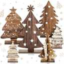 Cinnvoice 6 Pcs Wooden Christmas Trees Tabletop Decor Rustic Wood Christmas Trees Xmas Centerpieces Table Wooden Signs Farmhouse Table Home Decor for Home Office Farmhouse (Classic)