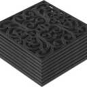 Pangda 8 Pcs Rubber Stepping Stones Outdoor Garden Walkway, 12 x 12 Inch Heavy Duty Pathway Pavers Retro Decorative Stepping Stones for Outside Landscaping Yard Lawn Path(Black,Scroll Square)