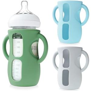 3 Pack Silicone Sleeves for Philips Avent Glass Bottle - Anti Breakage Baby Bottle Holder with Handles for Phillips Avent Glass Bottles 8 oz & 4 oz