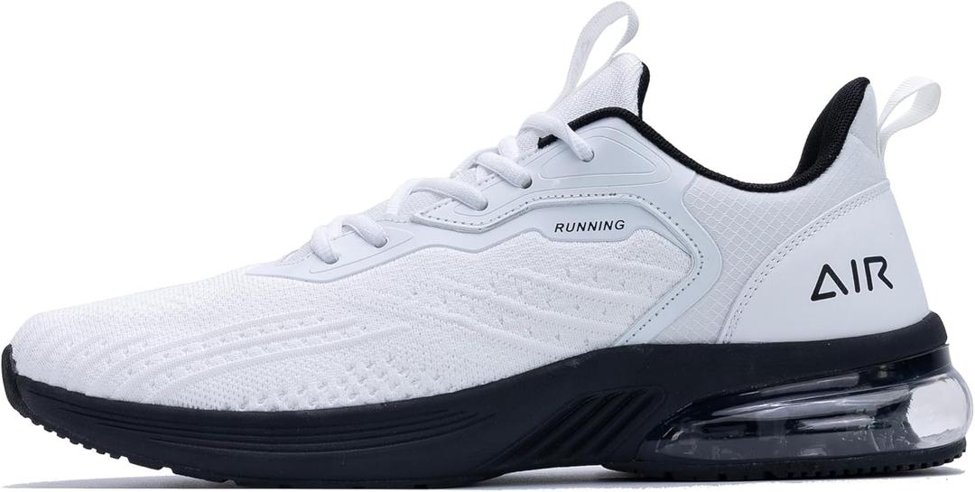 Mens Running Shoes Athletic Tennis Sneakers EU 44 -US 10.5 (White/Black)