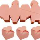 SM SunniMix 50 Pieces Paper Gift Boxes Wedding Candy Boxes Decorative with Lid Present Container for Crafting Holiday Ornament Packing Suitable for, Pink