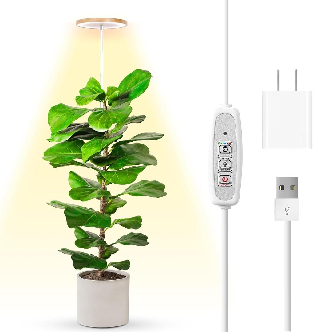 LBW Plant Grow Light,72 LEDs Full Spectrum Grow Lamp for Indoor Plants, Bamboo Plant Lights with 4/8/12H Timer, Height Adjustable, Ideal for Large Tall Plants, Bamboo