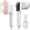 Travel Steamer for Clothes, 2-in-1 Portable Steamer for Clothes, Handheld Garment Steamer and Iron, 1200W with LED Display, 15s Heat-Up, Ceramic Soleplate, Self-Cleaning, 120V, White