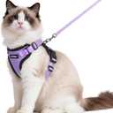 rabbitgoo Cat Harness and Leash for Walking, Escape Proof Soft Adjustable Vest Harnesses for Cats, Easy Control Breathable Reflective Strips Jacket, Light Purple, M