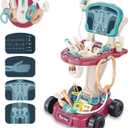 29 Pcs Doctor Kit for Toddlers 3-5 Pretend Play Toys Dentist Set Vet Medical Mobile Cart with Sound & Light Xray Stethoscope Toddler Doctor Play Set 2 3 4 5 Year Old Girls Gift Christmas
