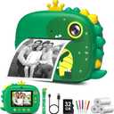 Kids Camera Instant Print,Dinosaurs Instant Print Camera for Kids,Birthday Gifts for Boys,2.4-Inch/1080P with 32GB Card,Christams Birthday Gifts for Girls Boys Age 3-12 (Green)