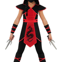 Morph Ninja Costume for Girls - Red Ninja Outfit Kids Fun Costume for Halloween and Parties
Medium