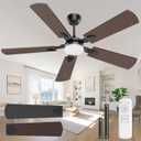 Ceiling Fans with Lights, 52 Inch Modern Ceiling Fans with Lights and Remote Control, DC Reversible Motor, Noiseless, 3CCT, Ceiling Fan for Bedroom, Living Room, Apartment Indoor/Outdoor Use (Black)