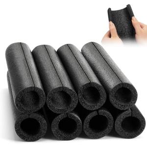 Amylove 8 Pcs 1 Feet Foam Pipe Insulation Foam Tube Insulating Water Pipe Pool Swim Noodles Pre Slit Heat Preservation Pipes Covers for Tubing Outdoor Winter Freeze Protection(Black, 1-1/4 Inch)
