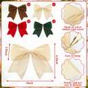 25pcs Velvet Christmas Ornaments Set, 3.15 Inch 12 Christmas Tree Balls, 12 Velvet Bows, 1 Eight Bell Jute Garland for Family Holiday Wreaths Gift Wrapping Hanging Decoration