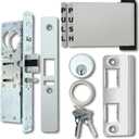 Storefront Door Mortise Deadlatch Lock & Exit Paddle Handle Kit w/Mortise Cylinder & Keys in Aluminum Finish (Push to Left) - High Grade Adams Rite Style Lock - Maxium Security (31/32" Backset)