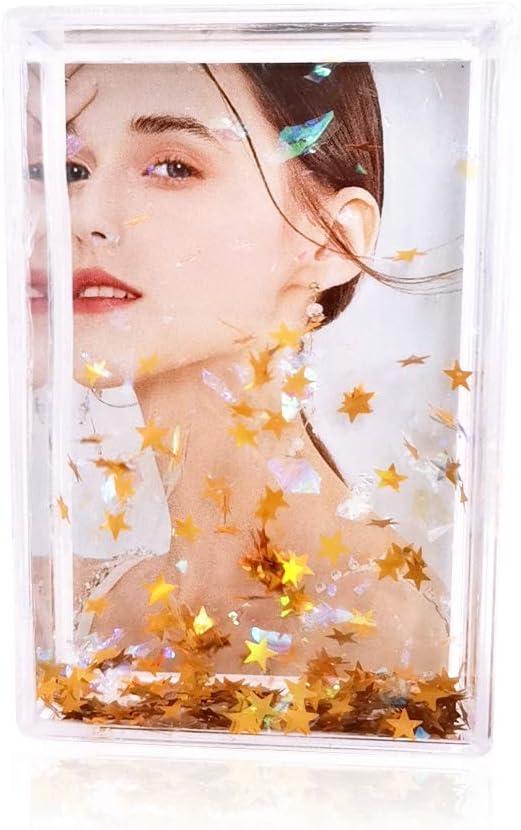 Liquid Glitter Photo Snow Picture Frame (2" x 3") size,glod star sparkle Gifts,for Christmas, Valentines, Family, Best Friends, Couples (Gold star)