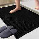 ZALL Beige Waffle Bath Mat, Super Absorbent Non Slip Bathroom Rug, Black 18x30inch Rugs, Machine Washable Ultra Soft Floor Mats