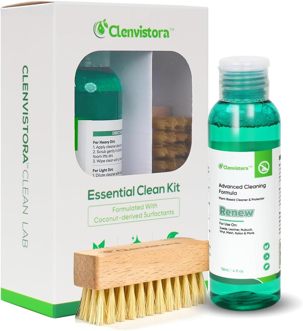 Shoe Cleaner Kit with Brush, Concentrated Sneaker Cleaner, Cleans 100+ Pairs, Deep Cleaning Formula for White Shoes, Leather, Suede, Mesh, Canvas & More, 4 oz